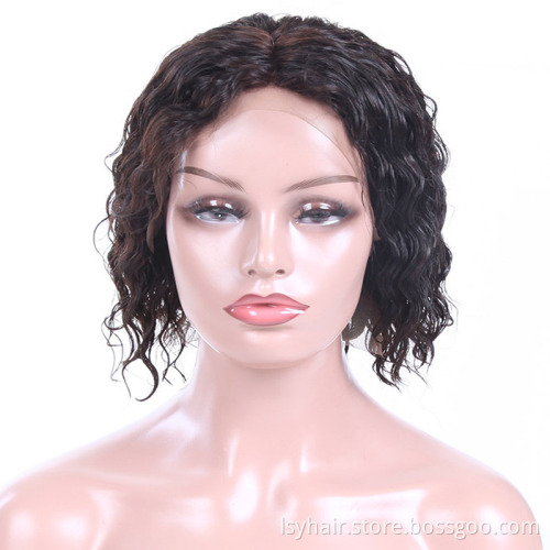Short Wavy Bob Wig Lace Front Human Hair Wigs 150% Density Pre Plucked Middle Part Short Human Hair Bob Wig Brazilian Remy